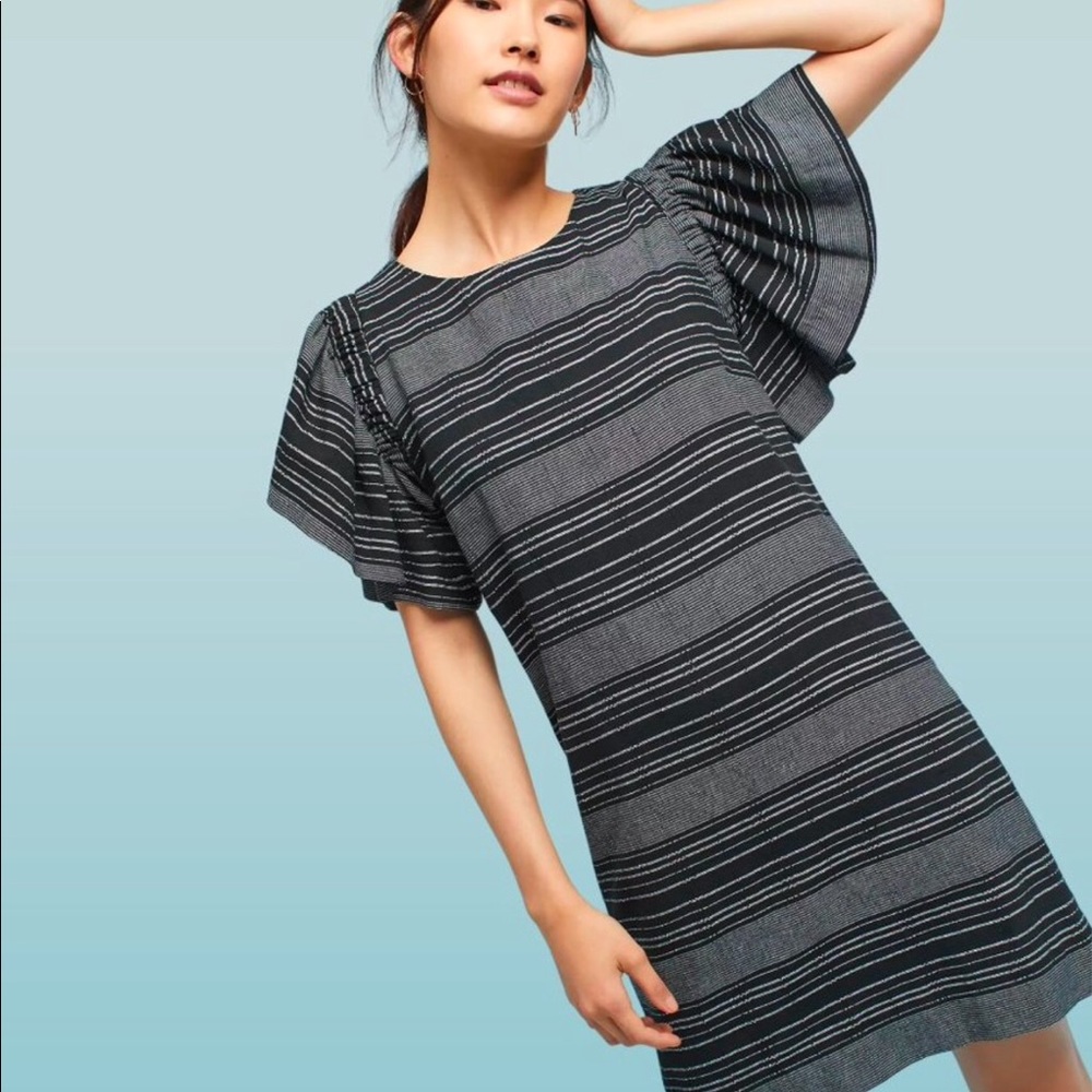 Anthropologie Moon River Black Striped Tunic Dress - L